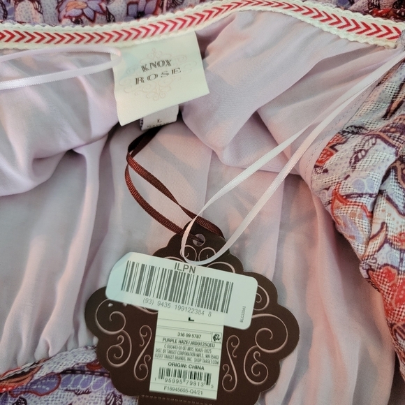 NEW Knox Rose Womens Purple Haze Floral Flutter Sleeve Maxi Dress Sz L Soft Boho - Picture 8 of 11